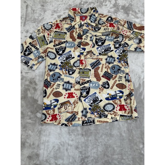 NFL Other - Raiders Oakland Shirt Men's Size Medium Vintage Hawaiian Style Button Up‎ EUC